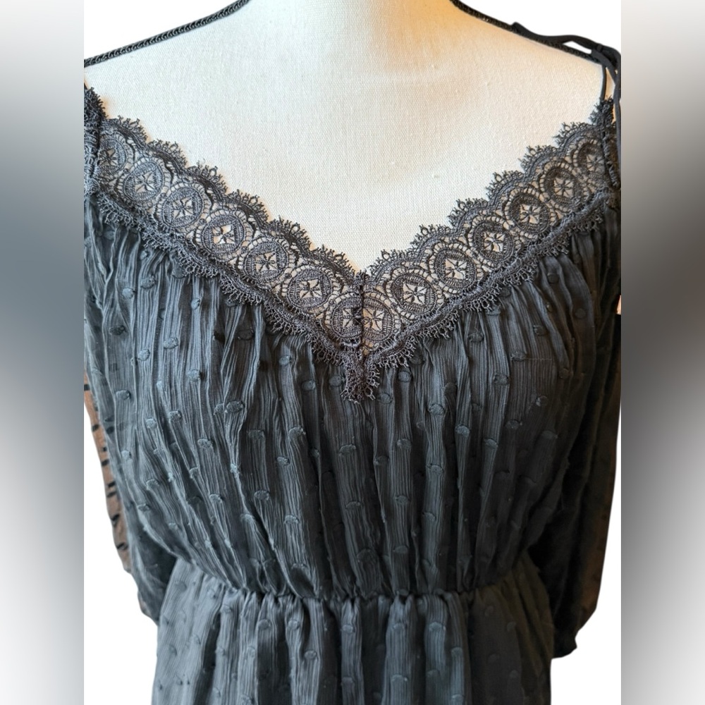 Zimmermann Black Silk Lace Trim Romper V Neck Long Sleeve Size 1 Small - Picture 5 of 13